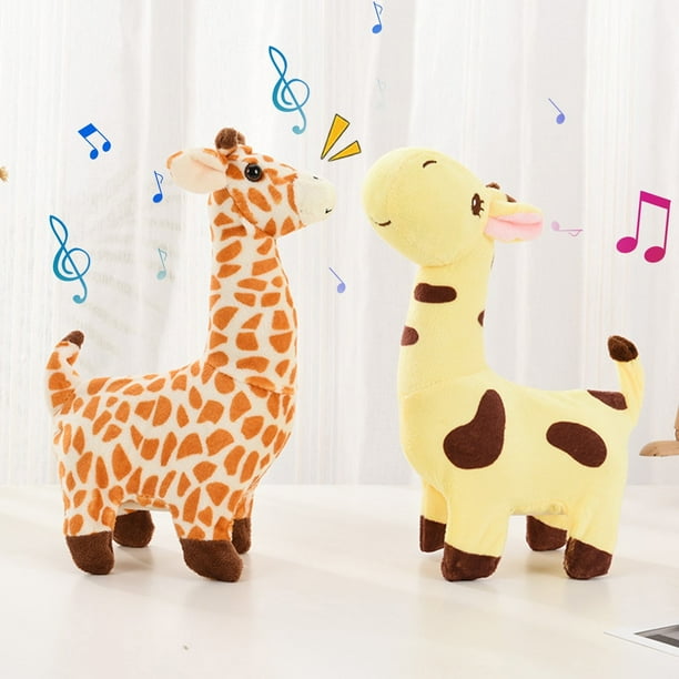 Jirafa de peluche eléctrica Temacd que camina con sonidos y movimientos musicales, juguete interactivo de dibujos animados suave que funciona con pilas, regalo de cumpleaños para niños