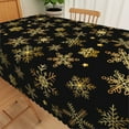 thumbnail image 2 of Nanqianyi Christmas Gold Snowflakes Printed Pattern, Black Tablecloth Rectangular 60 x 102 inch for Kitchen Table, Family Gatherings Dinner, 2 of 6