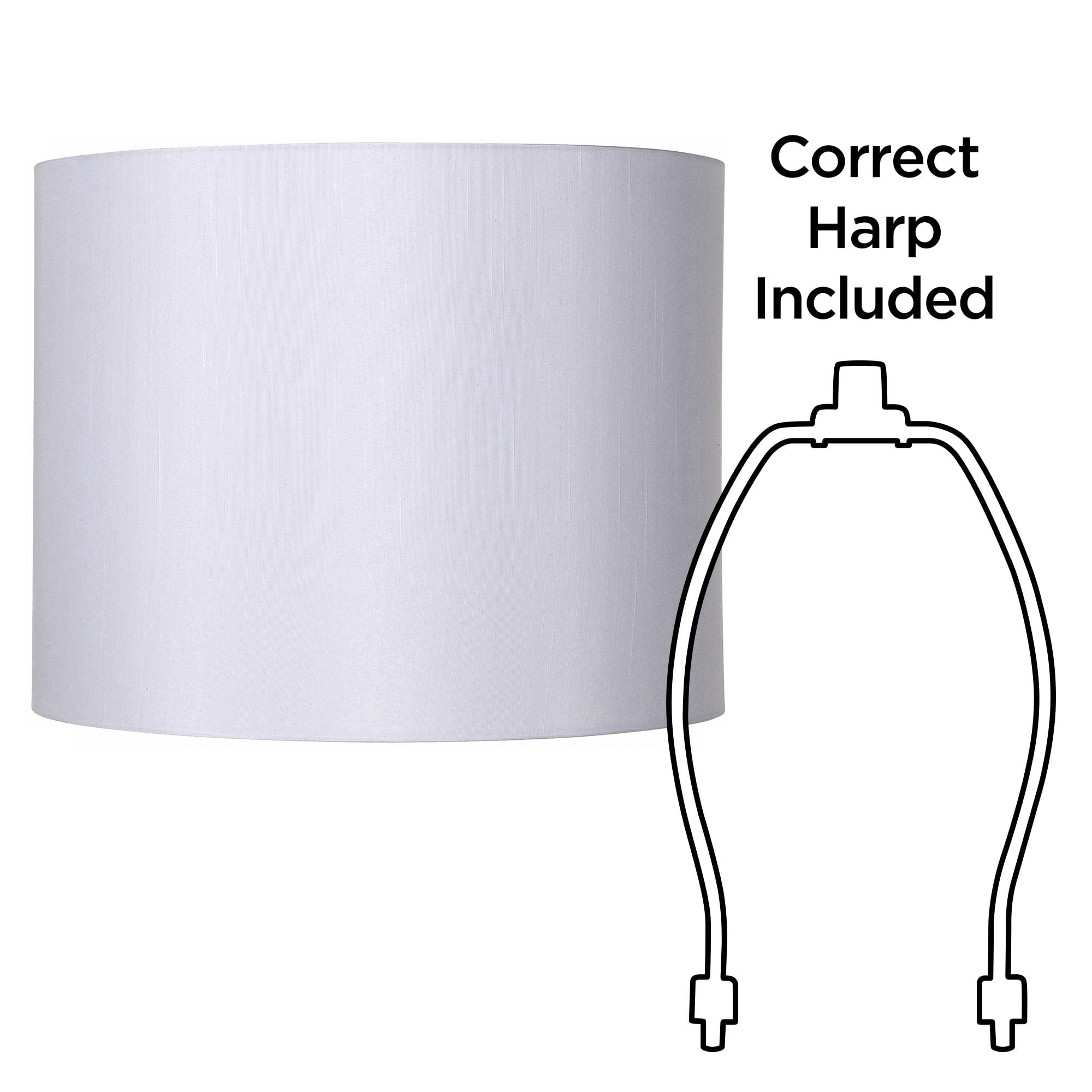 Springcrest Set of 2 Drum Lamp Shades White Medium 14" Top x 14" Bottom x 11" High Spider with Replacement Harp and Finial Fitting