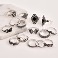 thumbnail image 1 of 15pcs Girls Bohemian Retro Flower Ring Female Antique Rings Jewelry Hand Ornament Holiday Gift, 1 of 9