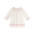 thumbnail image 4 of Zehjuhan Girls Casual Smocked Dress with Embroidered "BIG SISTER" Text and Lantern Sleeves for Spring and Fall White，18-24M, 4 of 10