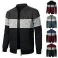 thumbnail image 3 of Youmylove Men Dress Sweater Coat Casual Simple Mixed Color Spliced Knit Cardigan Jacket Casual Loose Fit Sweaters Dailywear, 3 of 4