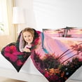 thumbnail image 3 of jejeloiu Pink Sunset Beach Full Size Comforter Sets For Girls,Hawaii Coconut Flower Pattern Bedding Comforter Set,Multicolor,Pink Reversible,3 Pieces,1 Comforter and 2 Pillowcases, 3 of 7