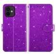 thumbnail image 5 of Compatible with iPhone 12 Pro iPhone12 6.1 Wallet Phone Case and Tempered Glass Screen Protector Flip Credit Card Holder Stand Bling Glitter Cell Cover for iPhone12pro 5G i 12s 12pro Women Purple, 5 of 8