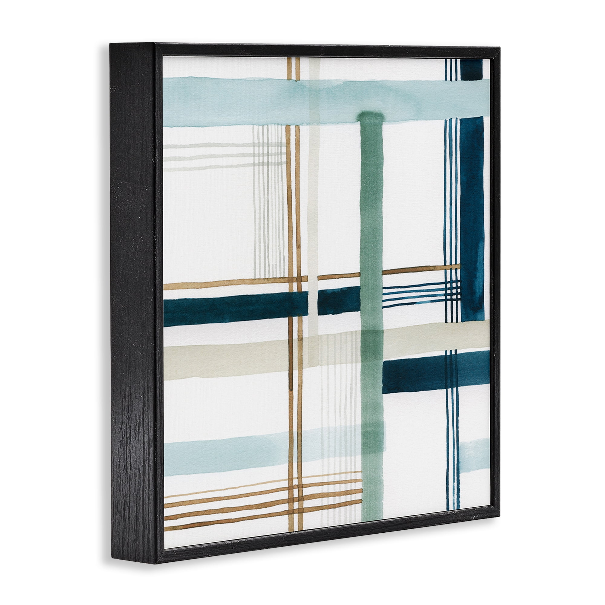Stupell Industries Soft Woven Pattern Abstract Painting Black Framed Art Print Wall Art, 24 x 24