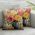thumbnail image 3 of Fenyluxe Spring Summer Yellow Flower Lumbar Decorative Throw Pillow Cover, Rose Peony Floral Mason Jar Outdoor Home Decor, Bloom Seasonal Couch Cushion Case 24x24in, 3 of 5