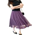 thumbnail image 4 of Robe Mi-Longue Plissée Couleur Unie Doublée en A Été Printemps Fête de Rue Longue Jupe, 4 of 7