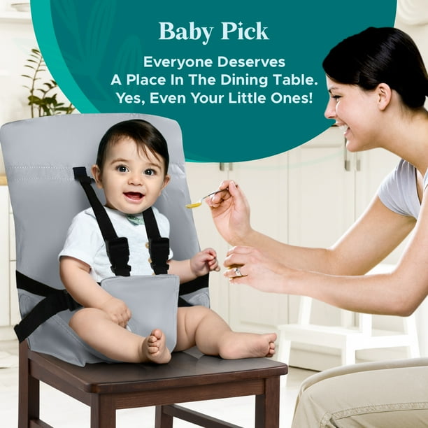 Portable Cloth High Chair By Baby Pick Foldable High Chair For Travel With Adjustable Shoulder Straps Compact Harness Seat For Babies Toddlers Easy To Use Washable Feeding Safety Seat Grey