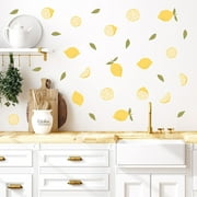 Decalcomania Kitchen Lemons Wall Decals - Set of 30 Yellow Lemon Fruit Wall Stickers for Classroom Bedroom Living Room Nursery Bathroom Decor Removable Peel and Stick Indoor Wall Dcor