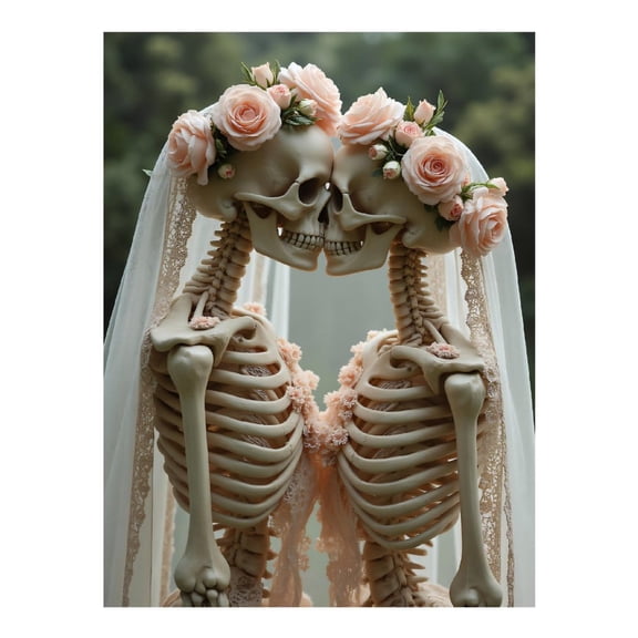 Diamond Art Kits for Adults - Skeleton Wedding With Roses 5d Diamond Painting for Adults, Diamond Art for Adults Beginners, Frameless Diamond Painting Kits for Adults for Home Wall Decor