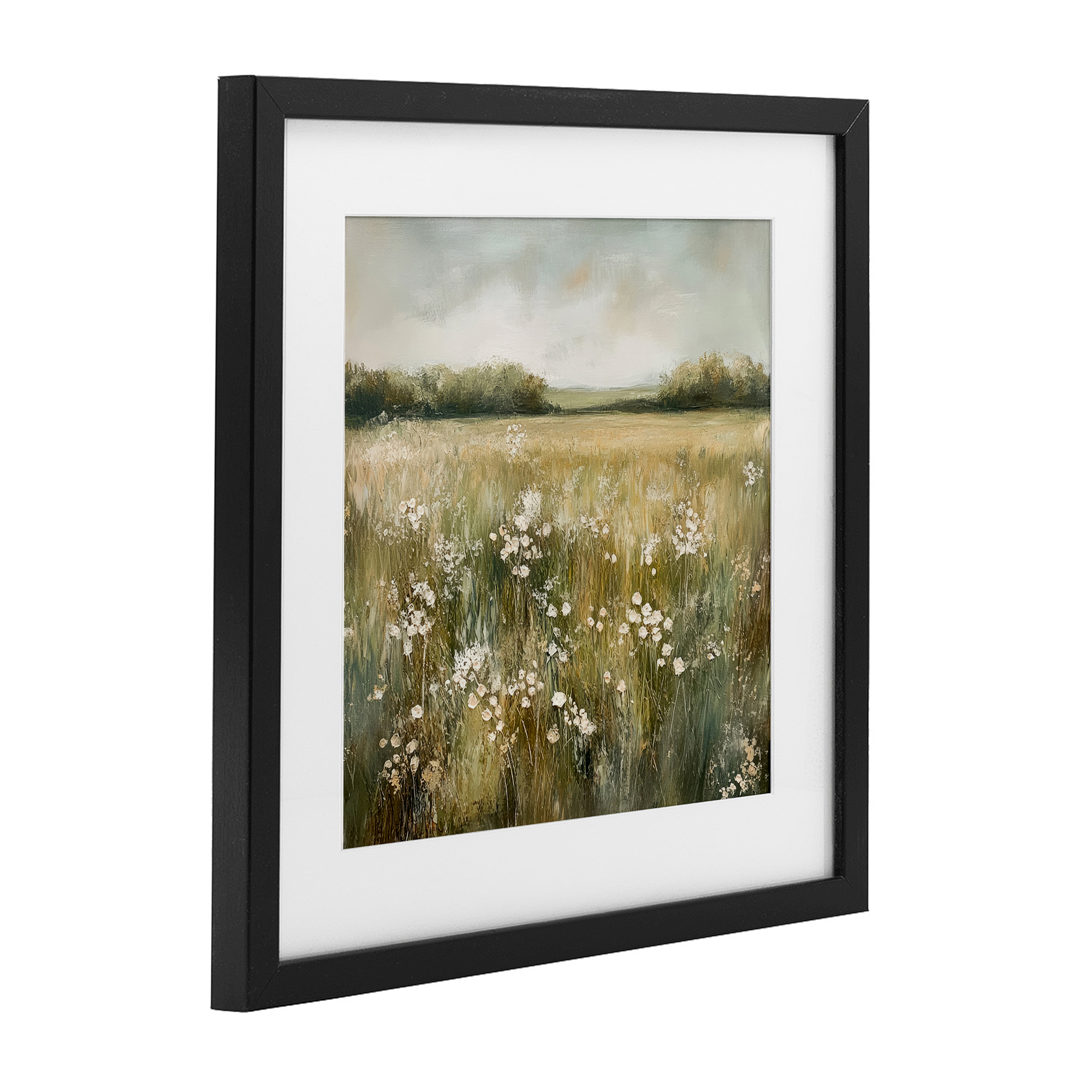 Stupell Industries Neutral Field Of Flowers Black Framed Print Under Glass design by Petal Prints Design, 13 x 13