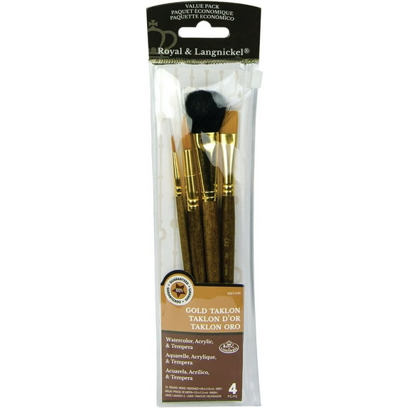 Royal & Langnickel(R) Gold Taklon Value Pack Brush Set-4/Pkg