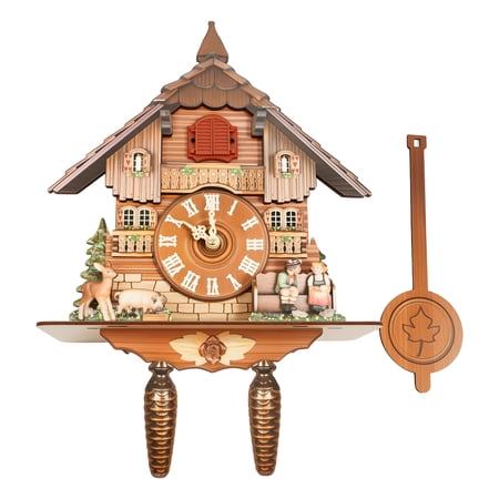 YIYIBYUS Wall Clock Antique Wooden Cuckoo Clock Wood Cuckoo Clock with Pendulum Vintage Wooden Wall Clock for Living Room Home Kitchen Decor