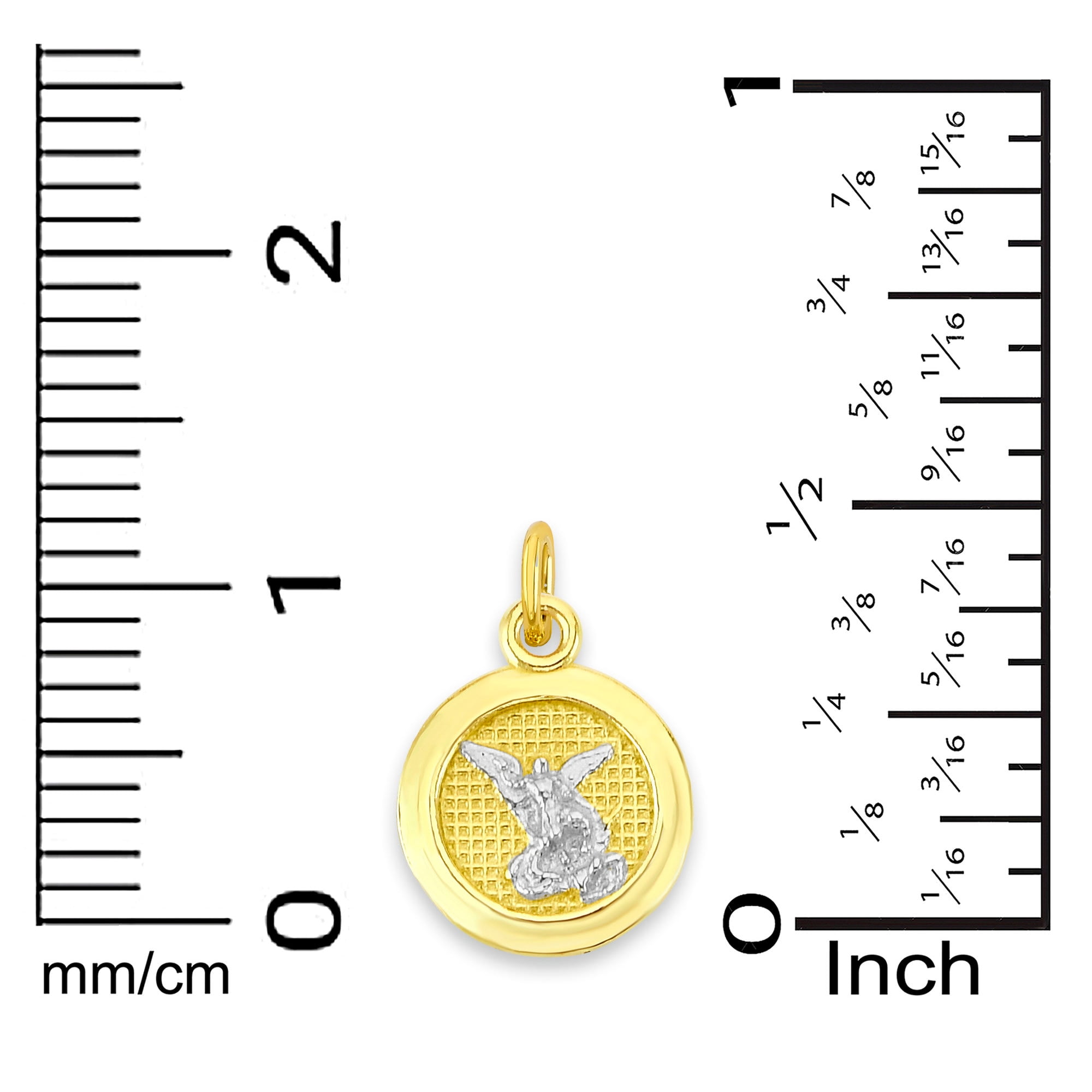 Golden Fire Solid 10k Two Tone Saint Michael Charm - Religious Jewelry