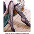 thumbnail image 4 of CAILDANL 4 Pairs Women's Fishnet Knee High Socks - Stylish Black + Hollow Out, 4 of 6