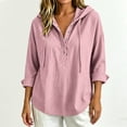 thumbnail image 2 of GUACER Women's Hooded Button-Down Tops, Casual Lightweight Cotton-Blend Long Sleeve Collared Shirts, 2 of 5