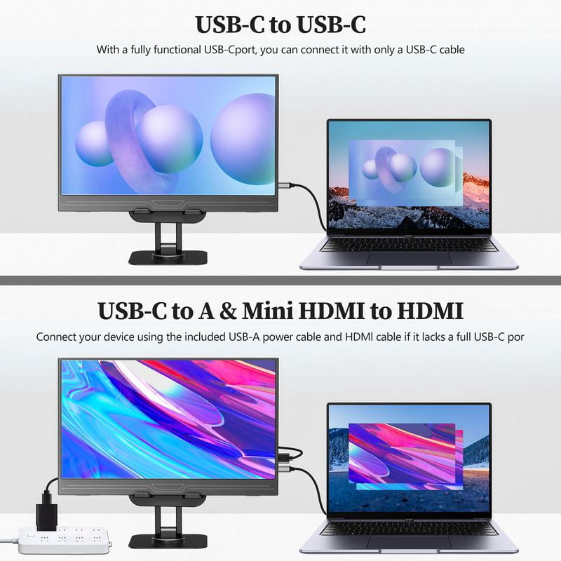 VEOUT Portable Monitor 13.3 inch FHD 1080P IPS FreeSync USB C and HDMI Ultra Slim with Stand for Gaming and Office