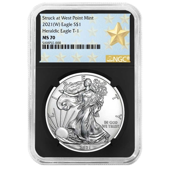 2021 (W) $1 Type 1 American Silver Eagle NGC MS70 West Point Star Label Retro Core