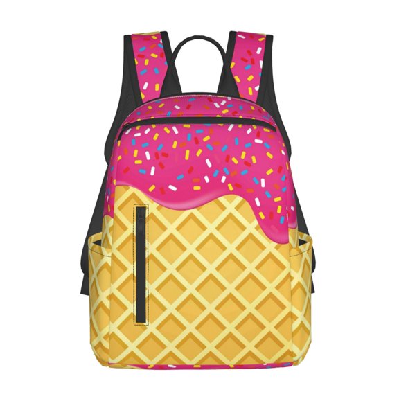 Sigee Red Ice Cream for Lightweight Backpack for Hiking, Camping, and Travel, College School Computer Bag Men and Women