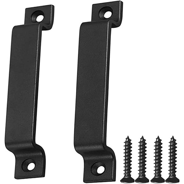 2 manijas negras para puertas de granero de servicio pesado, manijas negras para puertas corredizas, manijas para puertas de madera, cojinetes de Metal para garaje, manijas grandes sólidas