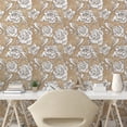 thumbnail image 2 of Ambesonne Birds and Roses Peel & Stick Wallpaper for Home, Art Bitonal Flowers, 13"x100", Dark Khaki White, 2 of 5