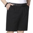 thumbnail image 5 of JUUYY Mens Shorts Casual Pleated Front Cotton Golf Shorts with Pockets Solid Lightweight Summer Classic Work Dress Shorts for Men Black L, 5 of 5