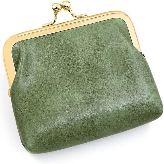 CAILDANL Women’s Small Coin Purse, Vintage PU Leather Change Purse, Coin Bag with Kiss Lock, Mini Coin Purse for Women- Pink