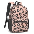 thumbnail image 2 of Black and Pink Leopard Print 17" Waterproof Oxford School Backpacks for Teens, S-Shape Padded Straps, for School, Travel, Hiking, Camping, 2 of 5