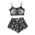 thumbnail image 3 of MuXiKeJi Clothes Halloween Pajamas For Women Sexy Y2k Cute Print Fall Pajama Ruffle Sleeveless Cami Crop Top and Elastic High Waist Shorts 2 Piece Set Funny Skeleton Spooky Lounge Holiday Pjs, 3 of 6