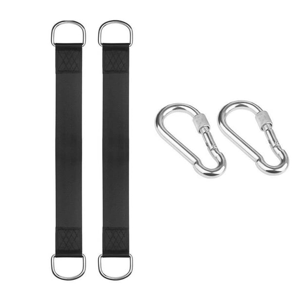 Kit de 2 Correas para Colgar Columpios de Árbol con 2 Mosquetones, Cinturón de Extensión de Barra Única de 2,4 M