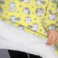 thumbnail image 3 of Oversized Wearable Blanket Hoodie,Yellow Cartoon Cat Unicorn Pattern Sherpa Blanket Hoodie with Super Pockets,Super Warm Fuzzy Pullover for Women & Men, 3 of 6