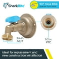 thumbnail image 2 of SharkBite Push to Connect MHT x 3/4 in. Dia. x 1/4 in. 1/2 in. MHT Hose Bibb 1/2 in., 2 of 5
