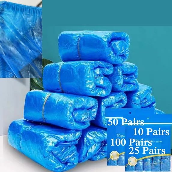 Shoe Covers Disposable 20 Micron Thickness Reusable Boot Covers Waterproof - Floor and Shoe Protector for Workplace, Construction, Indoor Carpets One Size House, Gardening, Travel