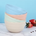 thumbnail image 2 of RKZDSR Unbreakable Wheat Straw Bowl Set of 3 – 4.72" Microwave & Dishwasher Safe Lightweight Reusable Cereal, Soup, Salad, Dessert & Snack Bowl – BPA Free Eco-Friendly Tableware Beige+Blue+Green, 2 of 5
