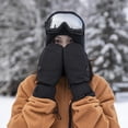 thumbnail image 2 of PMVFHDE Men's Winter Outdoor Ski Mittens Thick Waterproof Zipper Warm Gloves, Unisex Cold Weather Guard Black,L, 2 of 4