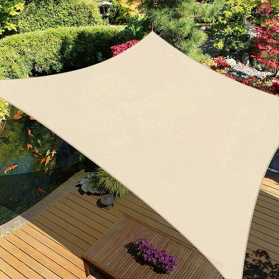 iCOVER Sun Shade Sail Canopy, 185GSM Fabric Permeable Pergolas Top Cover, for Outdoor Patio Lawn Garden Backyard Awning (9'10"x13', Beige)