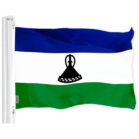 G128 Lesotho Basotho Flag | 3x5 Ft | LiteWeave Pro Series Printed 150D Polyester | Country Flag, Indoor/Outdoor, Vibrant Colors, Brass Grommets