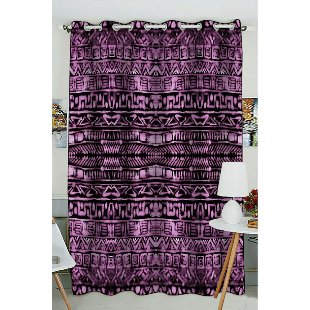 PHFZK Watercolor Window Curtain, Abstract Aztec Pattern Purple Window