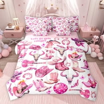 Homewish Children Teenagers Western Cowgirls Boots Hats Twin Bedding Sets 7-Piece,Disco Ball Guitar Bedding Comforter Set Microfiber,Old Fashion Breathable Sheet Sets,Ultra Soft Home Decor
