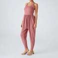 thumbnail image 2 of JULMCOMO Jumpsuits for Women Scoop Neck Cross Back Casual Overalls Sleeveless Elastic Waisted Summer Harem Pants with Pockets Red XL, 2 of 7