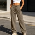 thumbnail image 4 of Ozmmyan Plus Size Womens Cargo Sweatpants Drawstring Elastic Waist Wide Leg Loose Fit Casual Lounge Pants with Side Flap Pockets for Daily Wear, 4 of 8