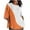 Orange, variant on ZQGJB 3/4 Sleeve Linen Shirts for Women Casual Summer Color Block Print Crewneck Graphic T-Shirts Tops Loose Oversized Baggy Pullover T Shirt Blouse Gray M
