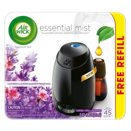 Air Wick Essential Mist Fragrance Oil Diffuser Kit (Gadget + 1 Refill), Lavender & Almond Blossom, Air (Best Type Of Essential Oil Diffuser)