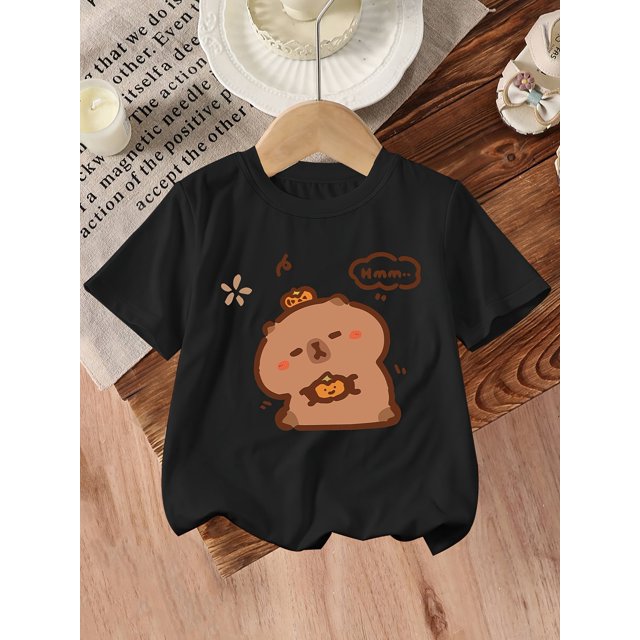 Cute And Stylish Capybara Print T-Shirt for Girls