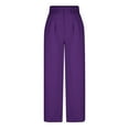 thumbnail image 4 of Azrian Womens Plus Size Pants Fashion High Waist Wide Leg Pants Solid Color Versatile Casual Suit Pant Clearance, 4 of 6