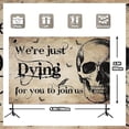 thumbnail image 7 of Halloween Retro Skull Backdrop 3ft x 5ft Black Cloth Banner with Skulls, Spiders, Bats for Parties & Photo Booths, 7 of 7