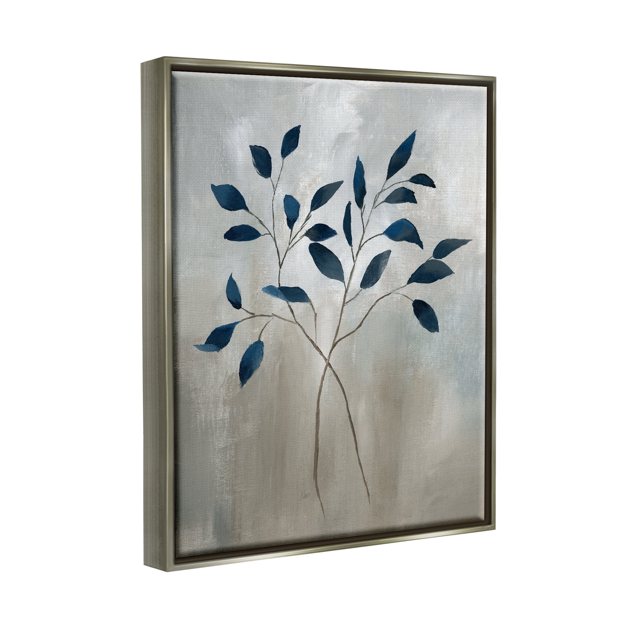 Stupell Industries Grey Herb Sprigs Botanical & Floral Painting Gray Floater Framed Art Print Wall Art, 17 x 21