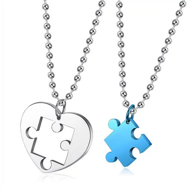 2 Pcs Pendentif Pendentif en Acier Inoxydable pour Couples Cœur Amour pour la Saint-Valentin