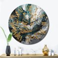 thumbnail image 1 of Designart "Ink On Stone Gold Teal Elegance" Abstract Oversized Wall Clock, 1 of 6