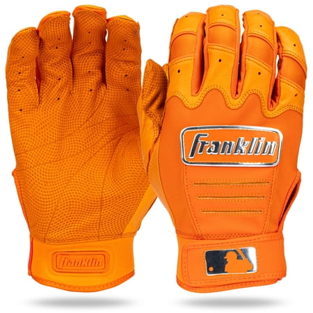Franklin Sports MLB Batting Gloves - CFX Pro Adult + Youth Batting Gloves Pair - Baseball + Softball Gear - Orange Chrome - Adult Small
